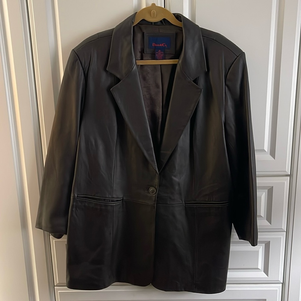 Denim and Co brown 100% genuine leather jacket